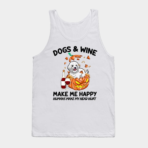 Poodle & Wine Make Me Happy Humans Make My Head Hurt T-shirt Tank Top by kimmygoderteart